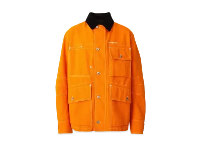 Burberry Men's Corduroy Collar Cotton Canvas Field Jacket "Orange"