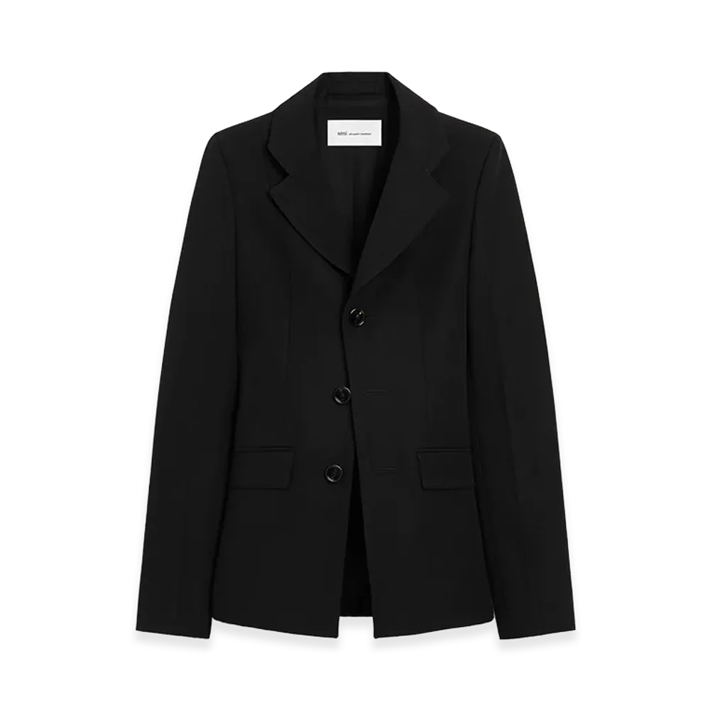 AMI PARIS New Wool Single Breasted Fitted Jacket "Black"