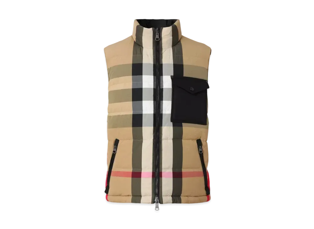 Burberry Men's Reversible Check Puffer Gilet "Archive Beige/Black"