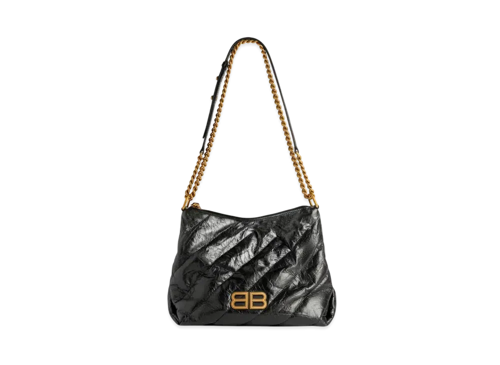 BALENCIAGA Crush Small Hobo Bag Quilted "Black"