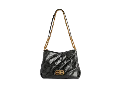 BALENCIAGA Crush Small Hobo Bag Quilted "Black"