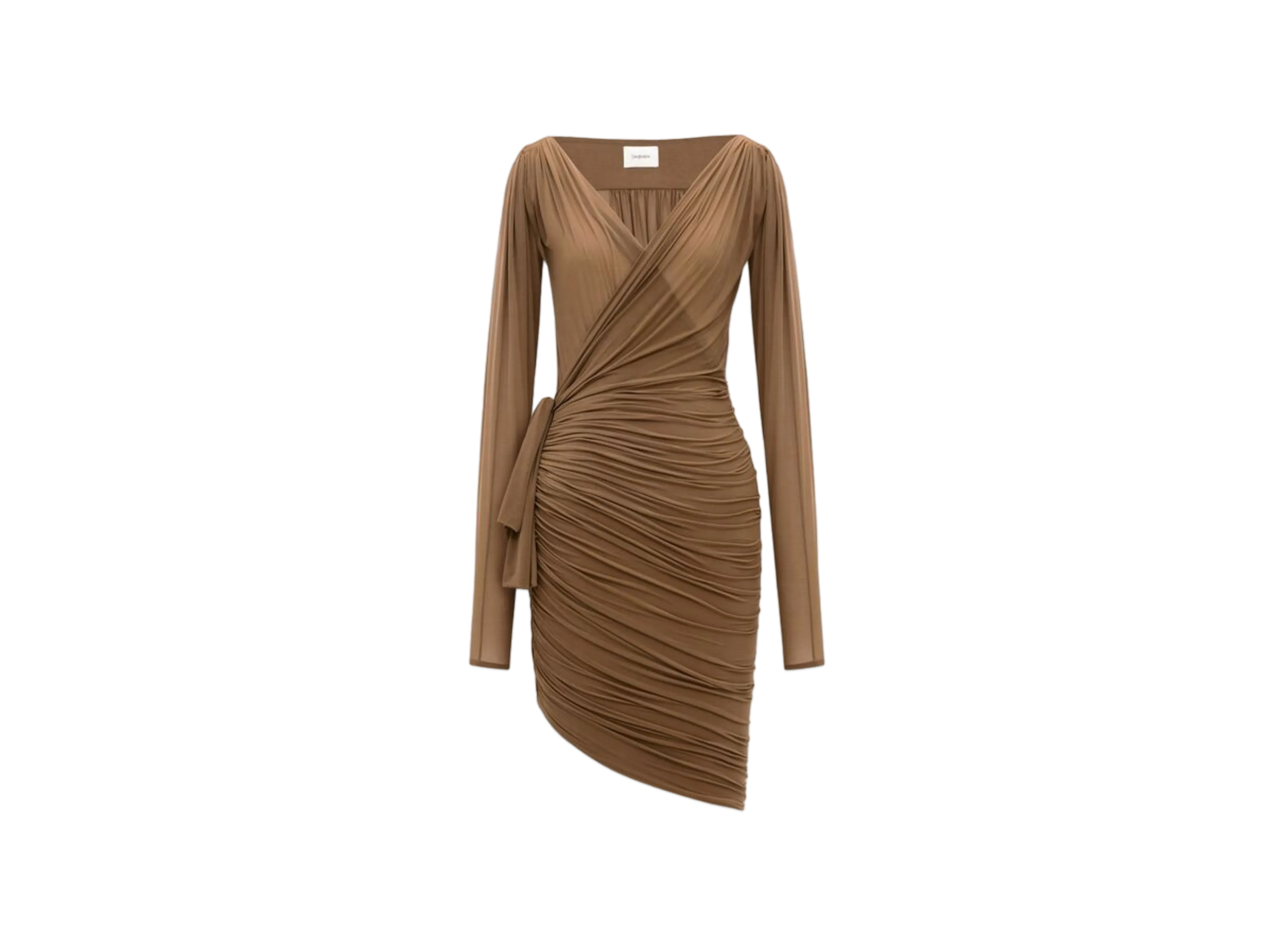 Saint Laurent Women's Wrap Dress in Stretch Jersey "Dark Beige"