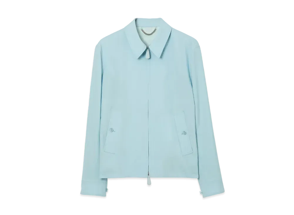 Burberry Men's Monogram Motif Wool Harrington Jacket "Duck Egg Blue"