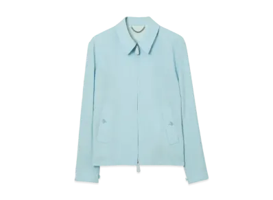 Burberry Men's Monogram Motif Wool Harrington Jacket "Duck Egg Blue"