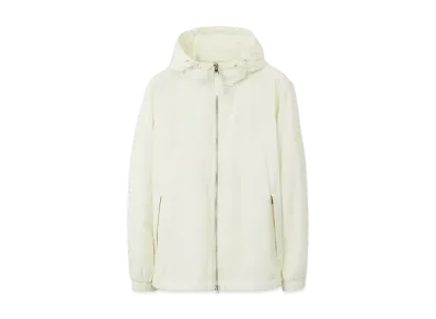 Burberry Men's Logo Print Nylon Hooded Jacket "Warm White"