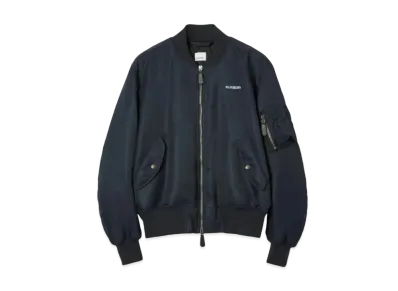 Burberry Men's Logo Print Nylon Bomber Jacket "Smoked Navy"