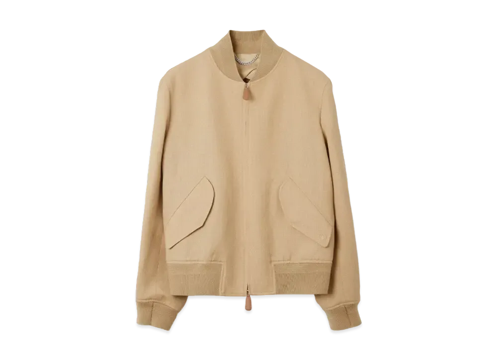 Burberry Men's Wool Ramie Harrington Jacket "Soft Fawn"