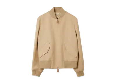 Burberry Men's Wool Ramie Harrington Jacket "Soft Fawn"