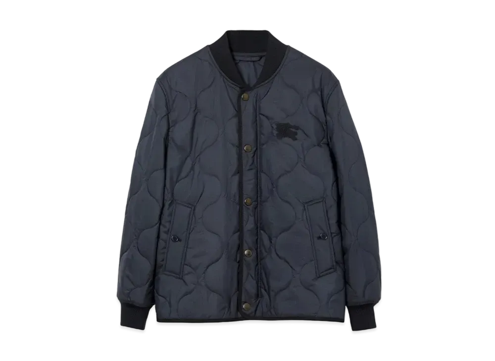 Burberry Men's Quilted Bomber Jacket "Smoked Navy"