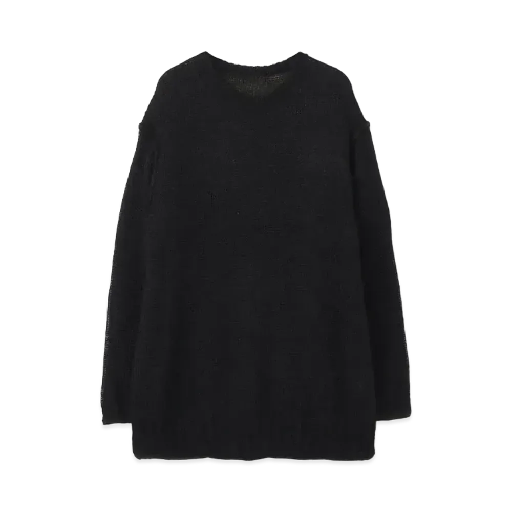 Yohji Yamamoto Pour Homme 3G PLAIN STITCH RIB REVERSIBLE ROUND NECK "Black/Black"