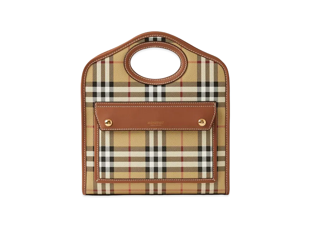 Burberry Women's Printed Canvas And Leather Mini Pocket Handbag "Checked"