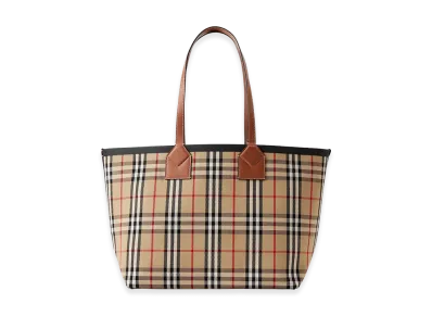 Burberry Women's Embroidered Canvas Medium London Shopping Bag "Beige"