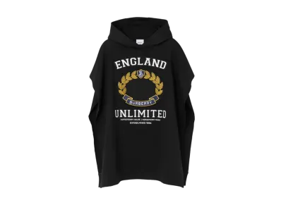 Burberry College Graphic Cotton Hooded Poncho "Black"