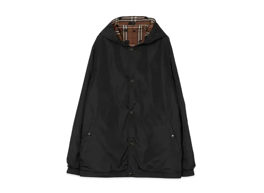 Burberry Men's Reversible Polka Dot Vintage Check Nylon Jacket "Dark Birch Brown"