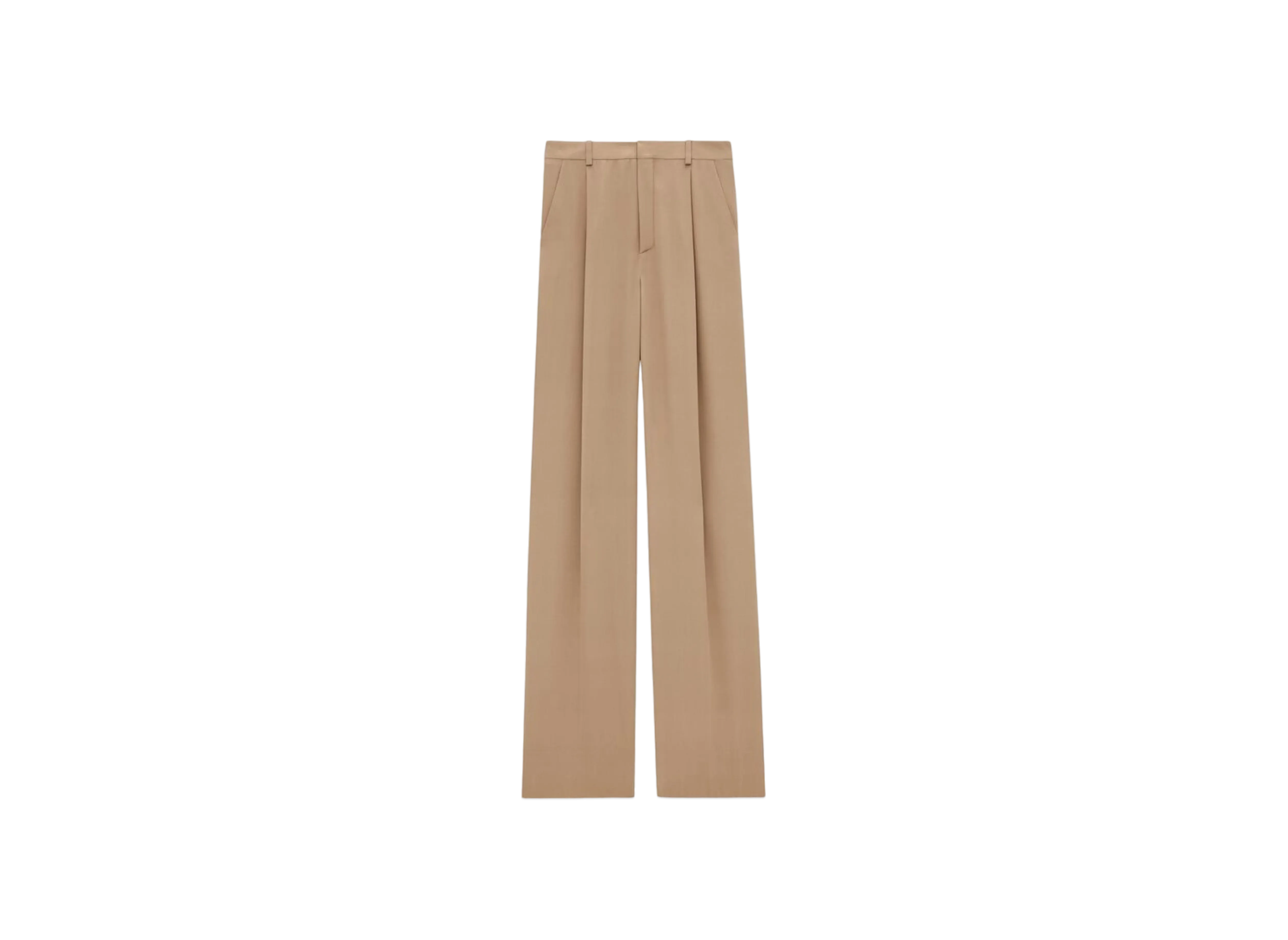 Saint Laurent Women's Pants in Silk Crepe
 "Beige Fonce"