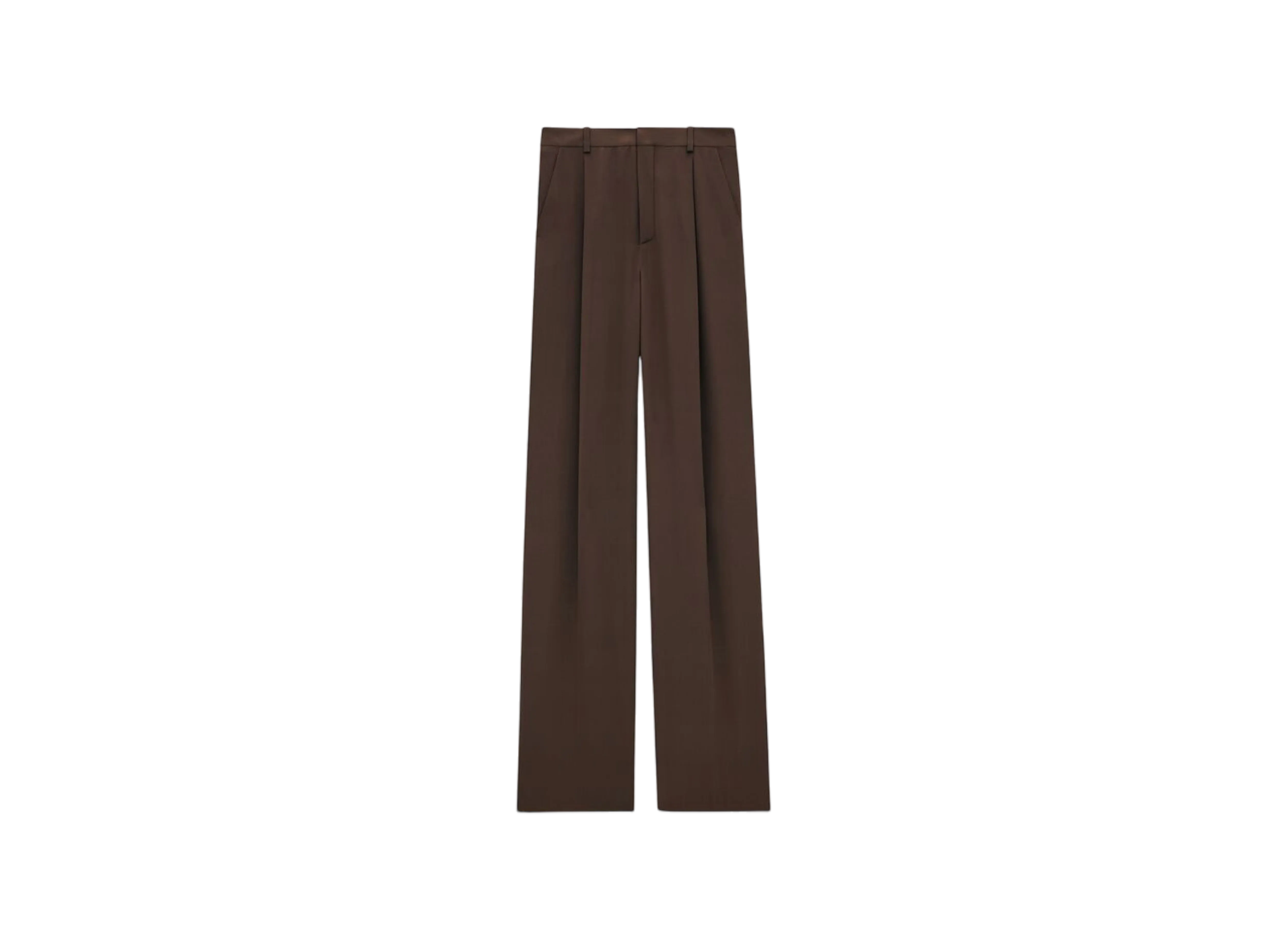Saint Laurent Women's Pants in Silk Crepe "Marron"
