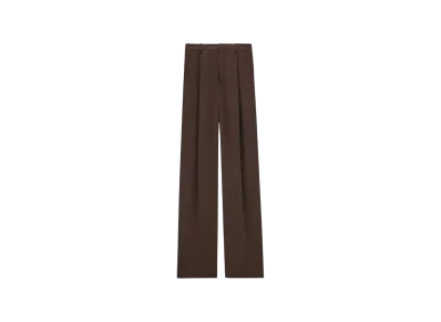 Saint Laurent Women's Pants in Silk Crepe "Marron"