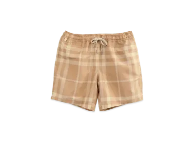 Burberry Men's Check Drawcord Swim Shorts "Soft Fawn"