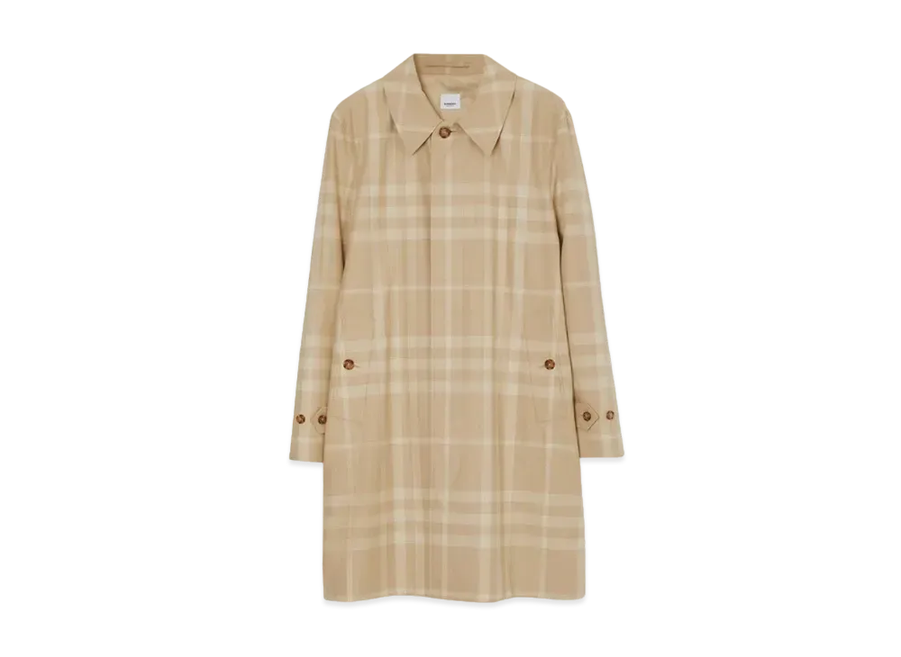 Burberry Men's Check Cotton Gabardine Car Coat "Soft Fawn"