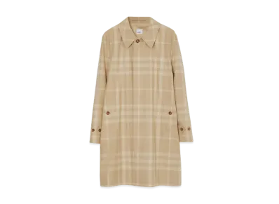 Burberry Men's Check Cotton Gabardine Car Coat "Soft Fawn"