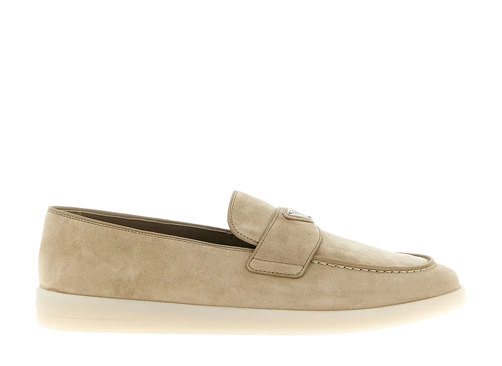 PRADA Suede Loafers "Sand"