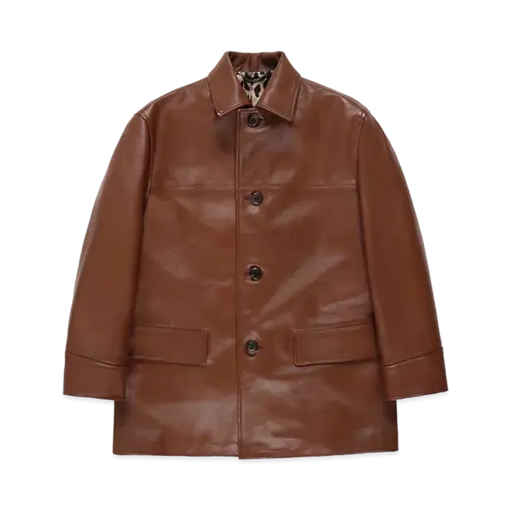 WACKO MARIA Leather Car Coat "Brown"
