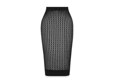 Saint Laurent Midi Skirt In Pointelle Knit "Black"