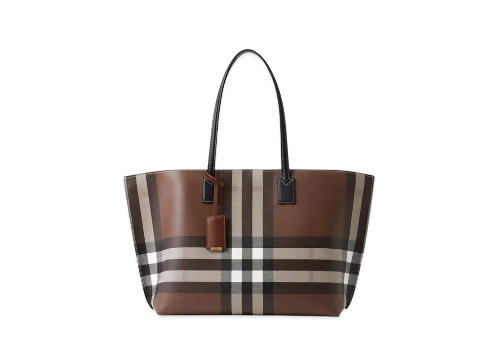 Burberry Medium Check Tote "Dark Birch Brown"