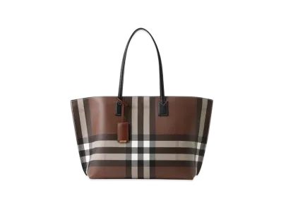 Burberry Medium Check Tote "Dark Birch Brown"