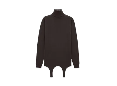 Saint Laurent Women's Turtleneck Garter Sweater in Cashmere "Marron"