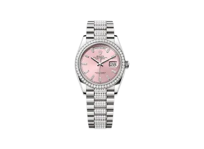 ROLEX Day-Date 36mm White Gold Diamond 128349RBR "Pink"
