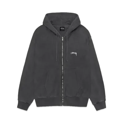 Stussy Smooth Stock Zip Hoodie Pigment Dyed "Black"