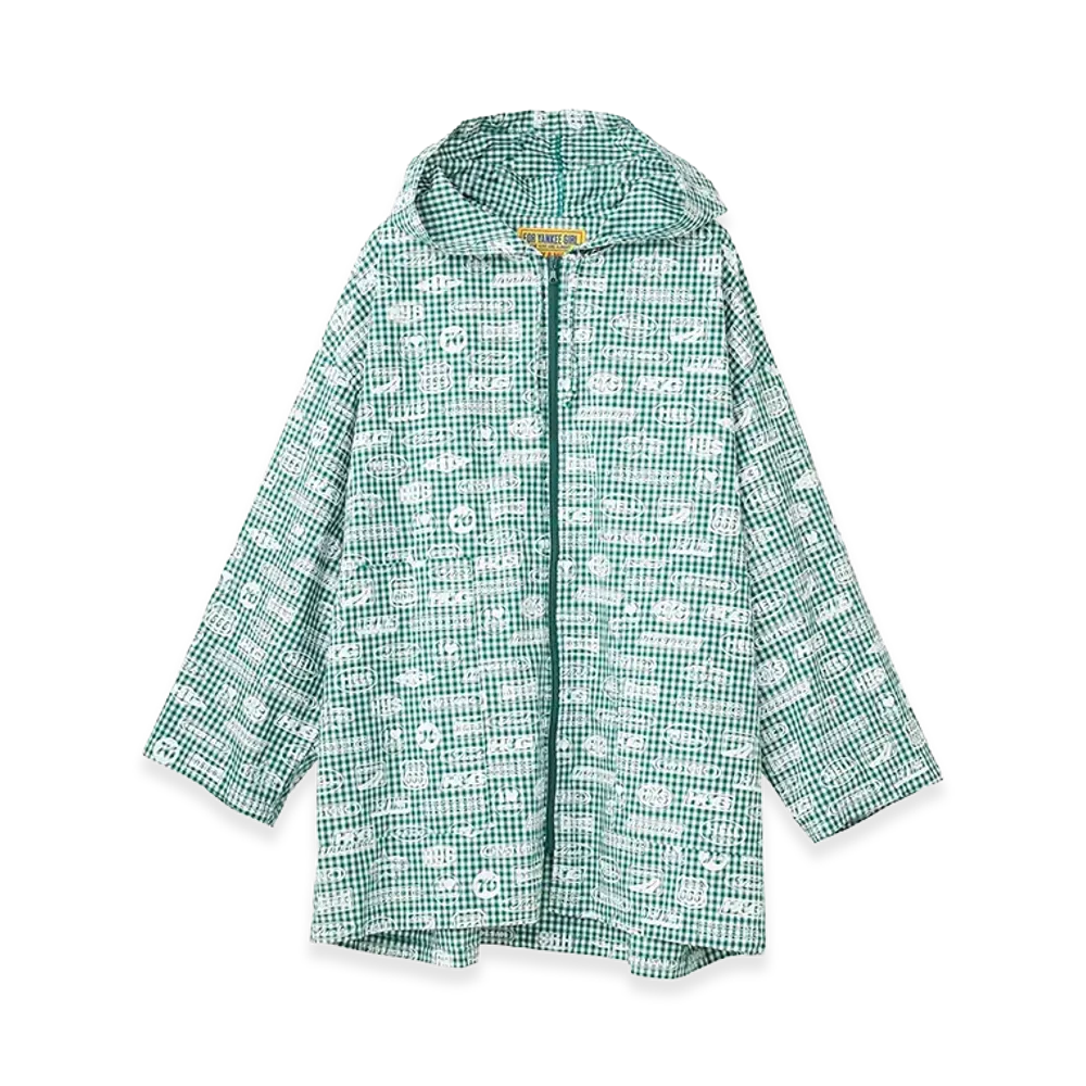 HYSTERIC GLAMOUR Women's HG Racing Pattern Gingham Check Hooded Blouson "Other Green"