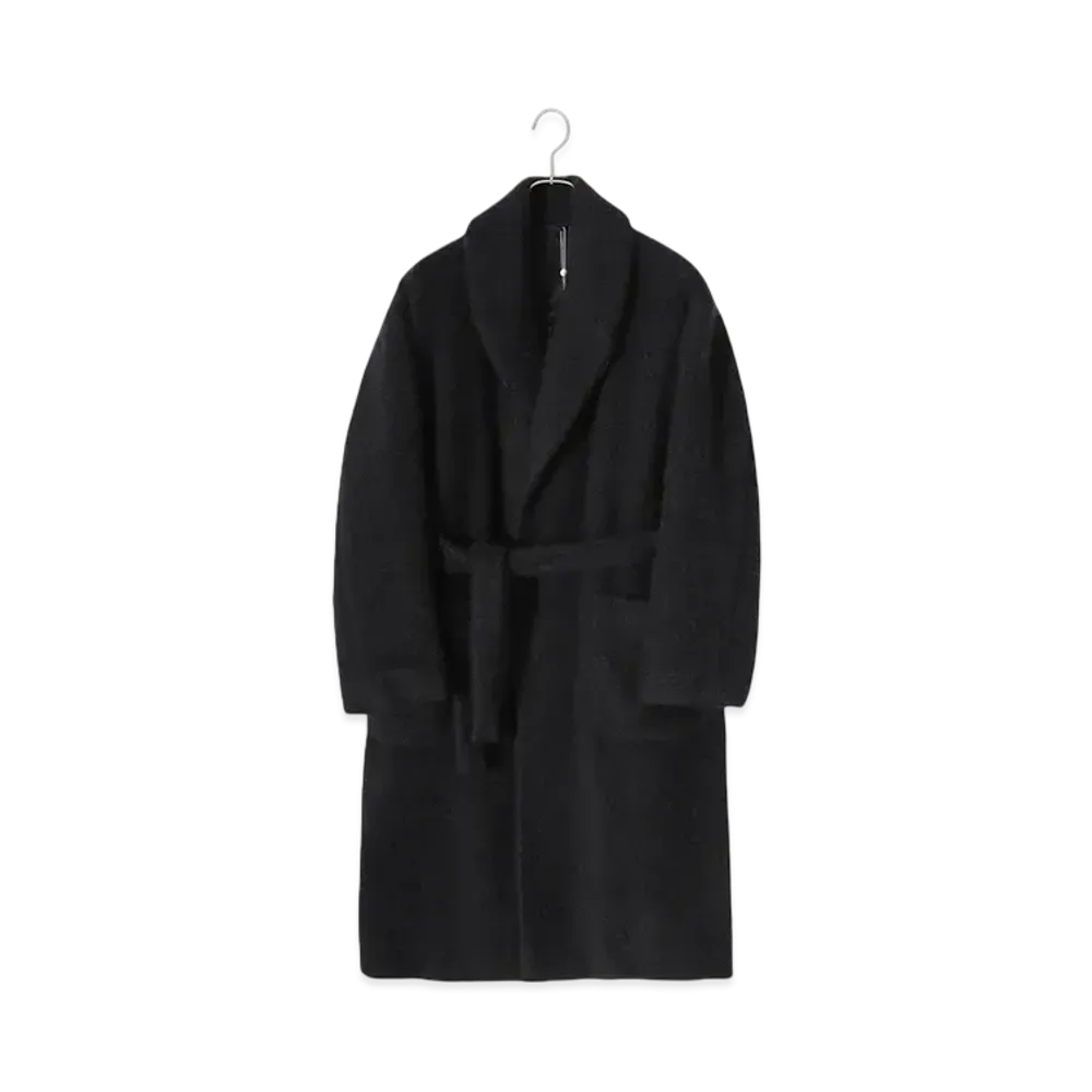 COMOLI Cashmere Shawl Collar Long Coat "Black"