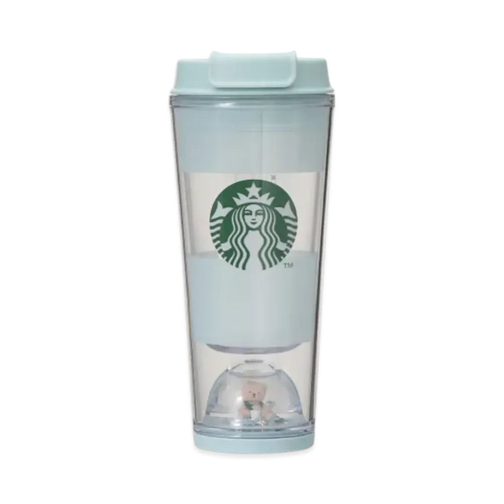 STARBUCKS x GELATO PIQUE Bear Snow Globe Border Tumbler 355ml "Mint Green"