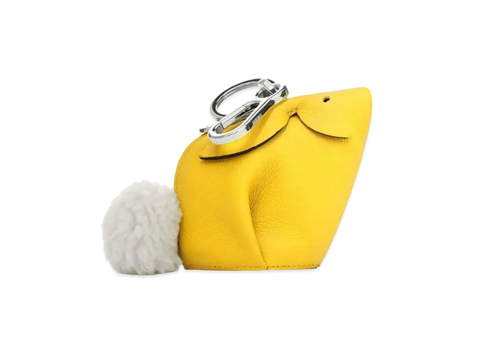 LOEWE Bunny Charm In Grained Calfskin And Shearling "Yellow"