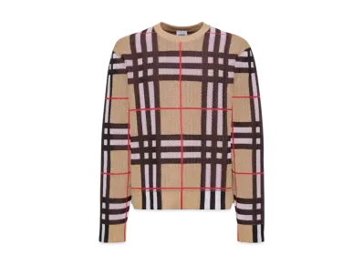 Burberry Men's Check Technical Cotton Sweater "Archive Beige"