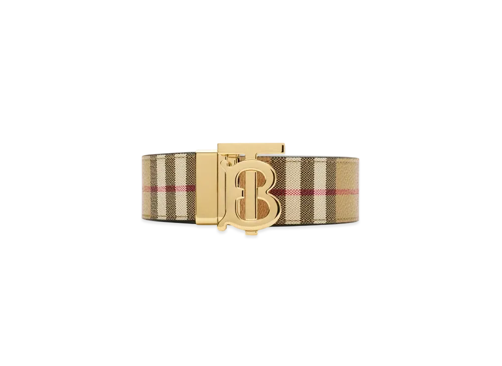 Burberry Thin Reversible Check TB Belt "Archive Beige/Gold"