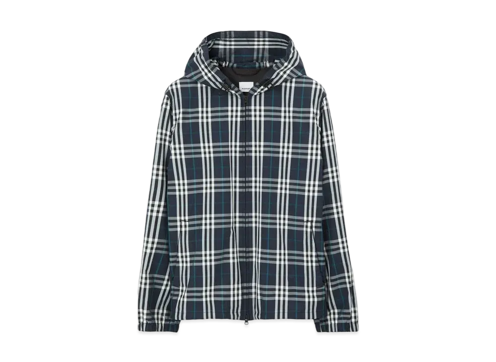 Burberry Men's Check Nylon Jacket "White/Dark Blue"