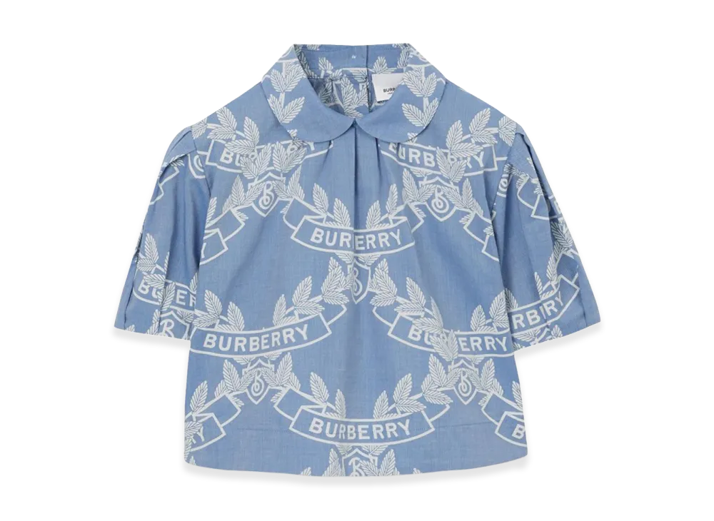Burberry Kids Puff Sleeves Polo Ada "Azure"
