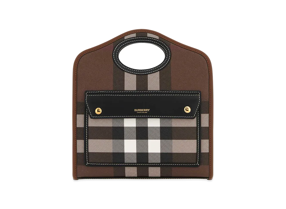 Burberry Women's Printed E-Canvas And Leather Mini Pocket Bag Handbag "Checked"