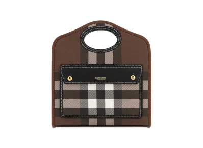 Burberry Women's Printed E-Canvas And Leather Mini Pocket Bag Handbag "Checked"