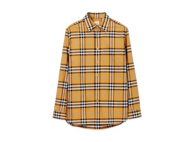 Burberry Men's Check Cotton Shirt "Dusty Orange"