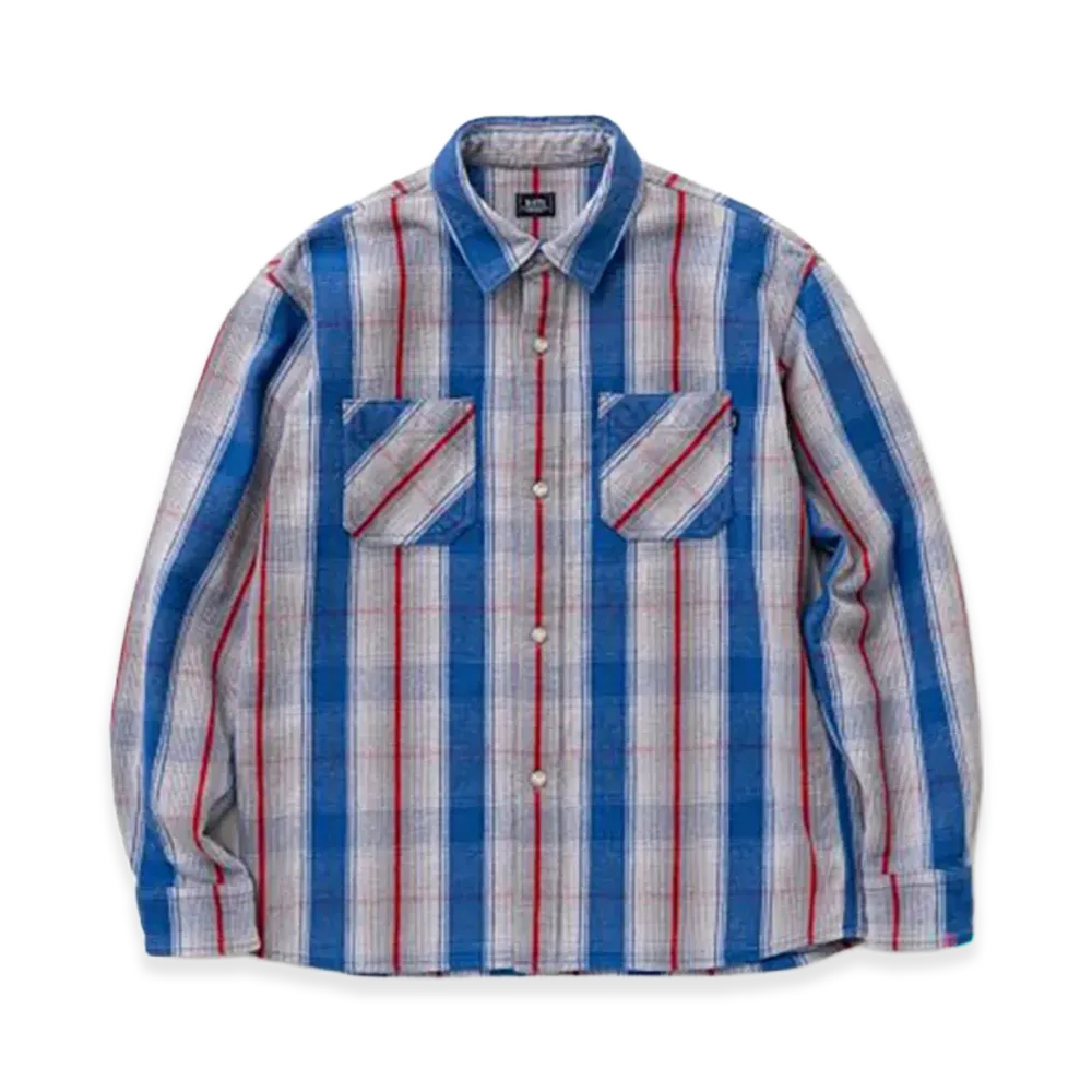 RATS Cotton Flannel Check Shirt "Grey/Blue Check"