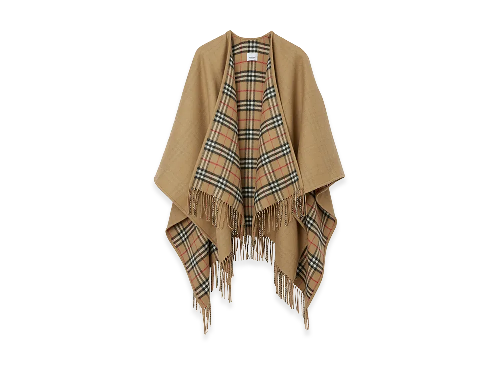 Burberry Women's Reversible Check Wool Cape "Beige"