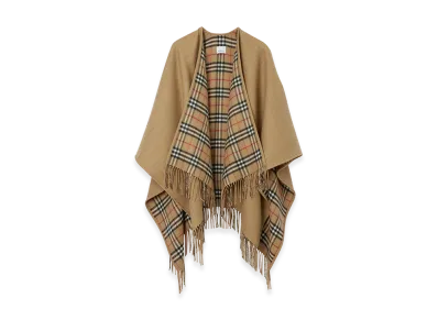 Burberry Women's Reversible Check Wool Cape "Beige"