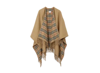 Burberry Reversible Check Wool Cape "Archive Beige"