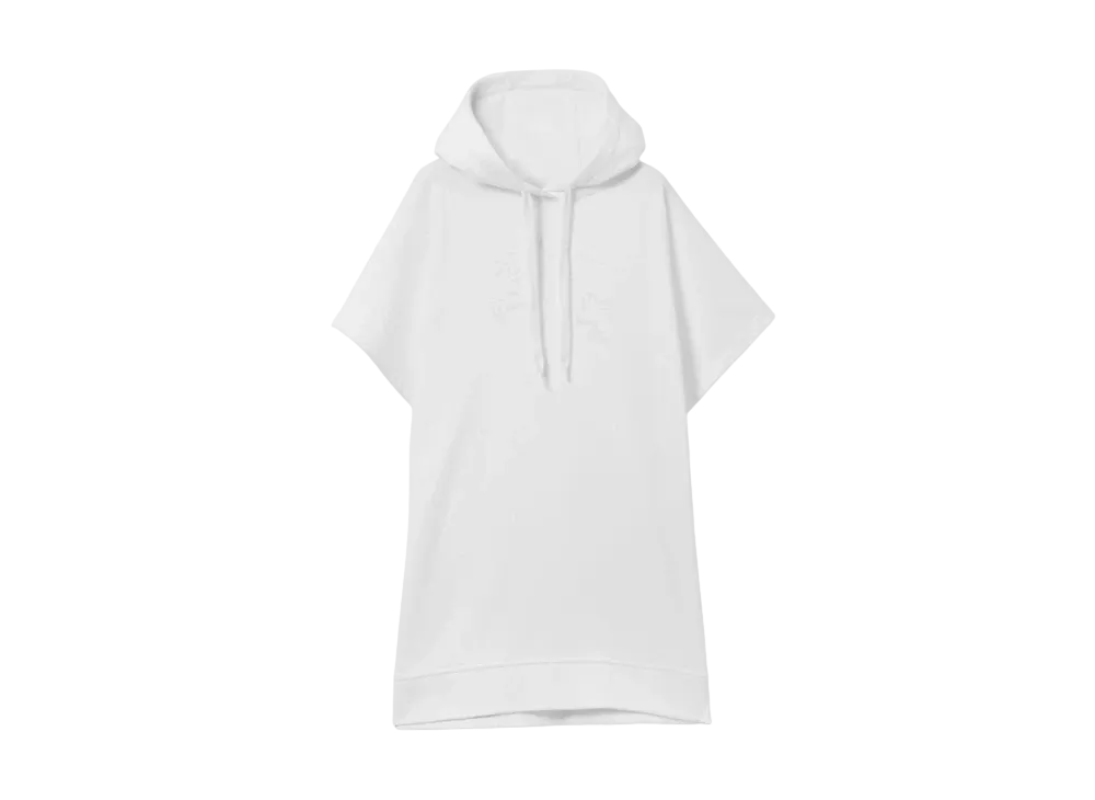 Burberry EKD Motif Cotton Jacquard Poncho "White"