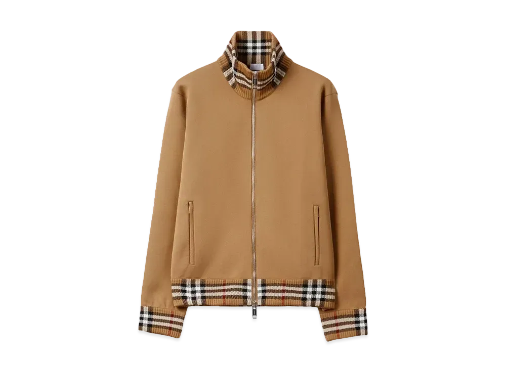 Burberry Men's Check Trim Track Jacket "Camel"