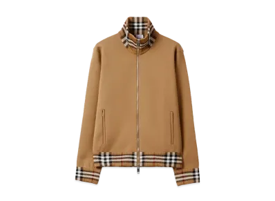 Burberry Men's Check Trim Track Jacket "Camel"